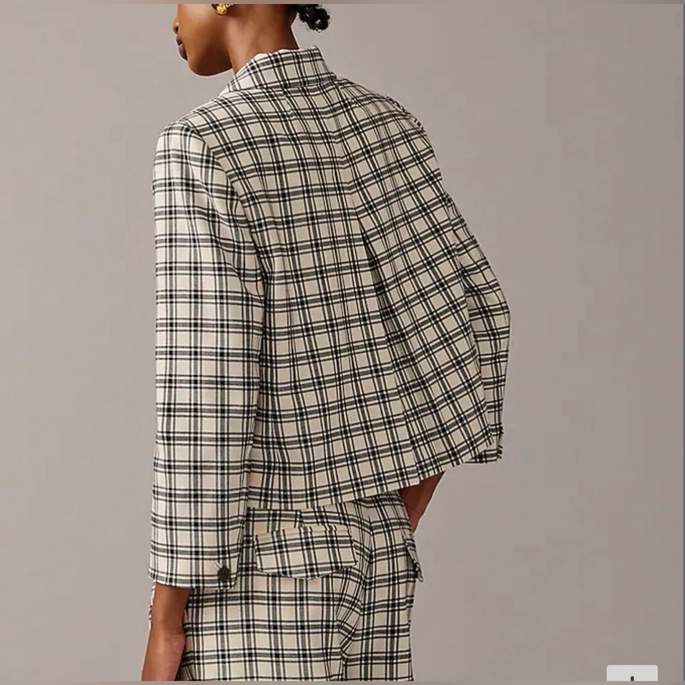 Plaid Women's Jacket - Black and White - Picture 2 of 13